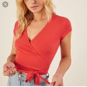 Reformation Red Wrap Top, XS